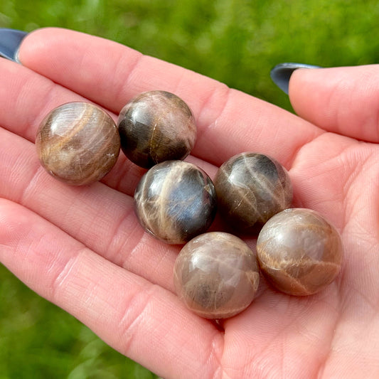 Black Sunstone & Moonstone Mini Spheres