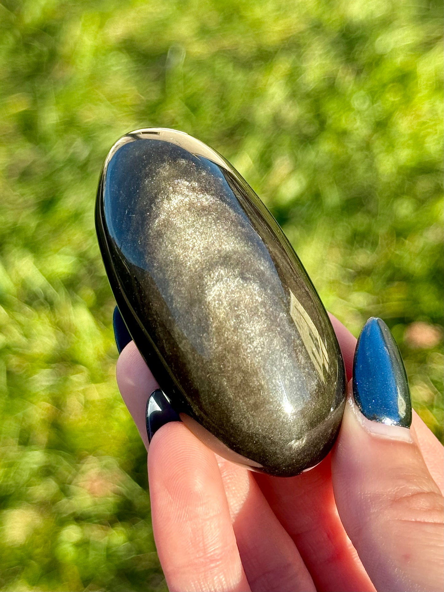 Silver Obsidian Palm Stones - You Choose