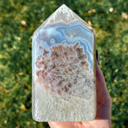 Large Druzy Agate Tower