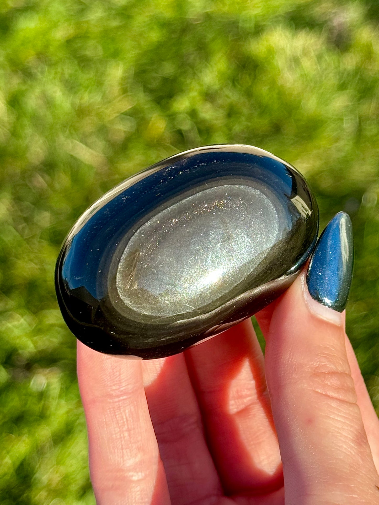 Silver Obsidian Palm Stones - You Choose