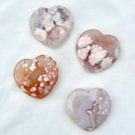 Flower Agate Hearts - You Choose