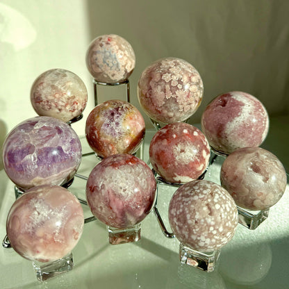 Pink Flower Agate Spheres - You Choose