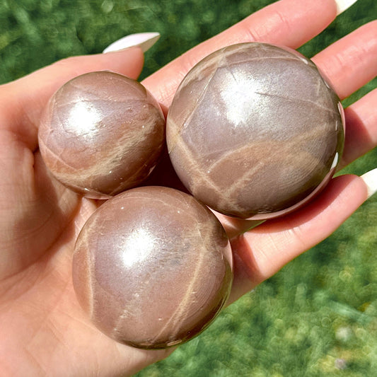 Peach Moonstone & Sunstone Spheres - You Choose