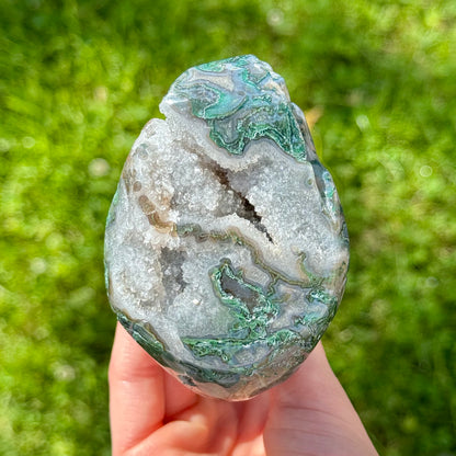 Large Moss Agate Swan Carving