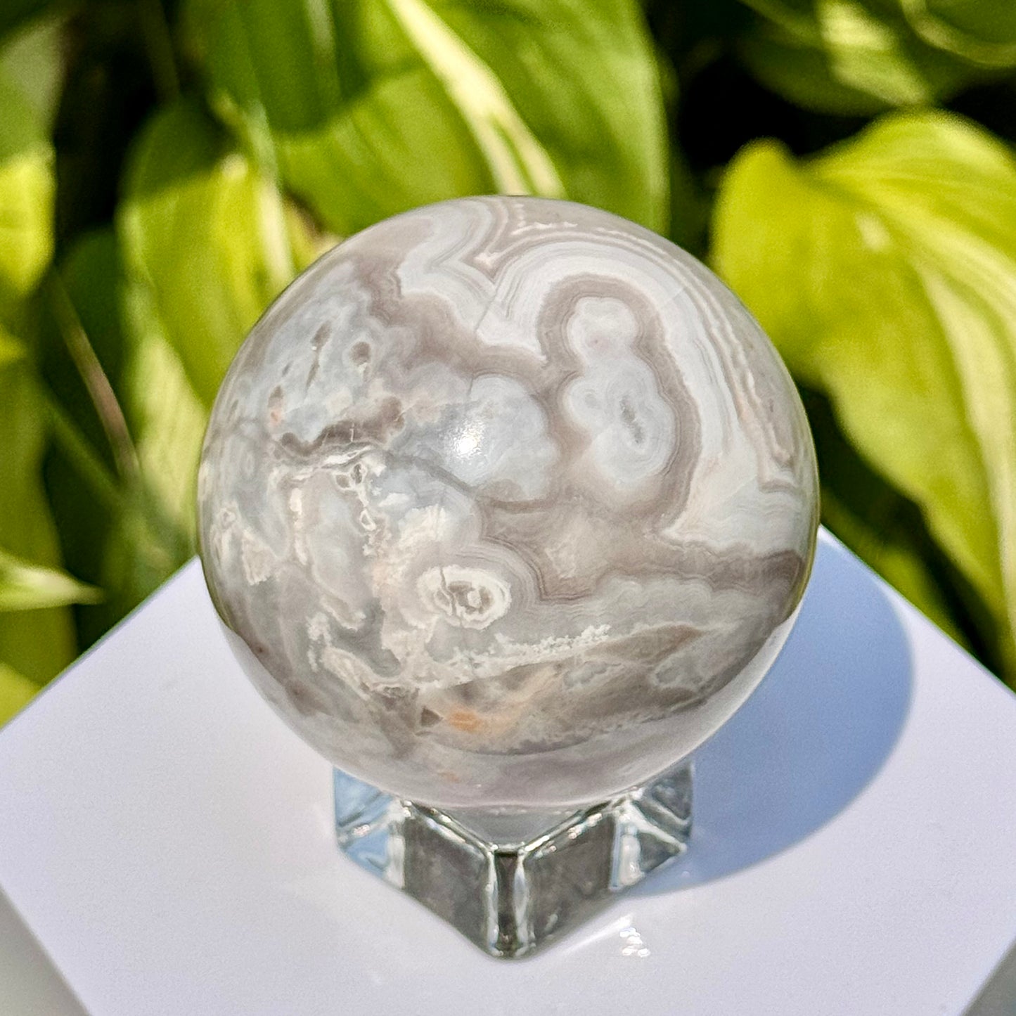 White Crazy Lace Agate Sphere
