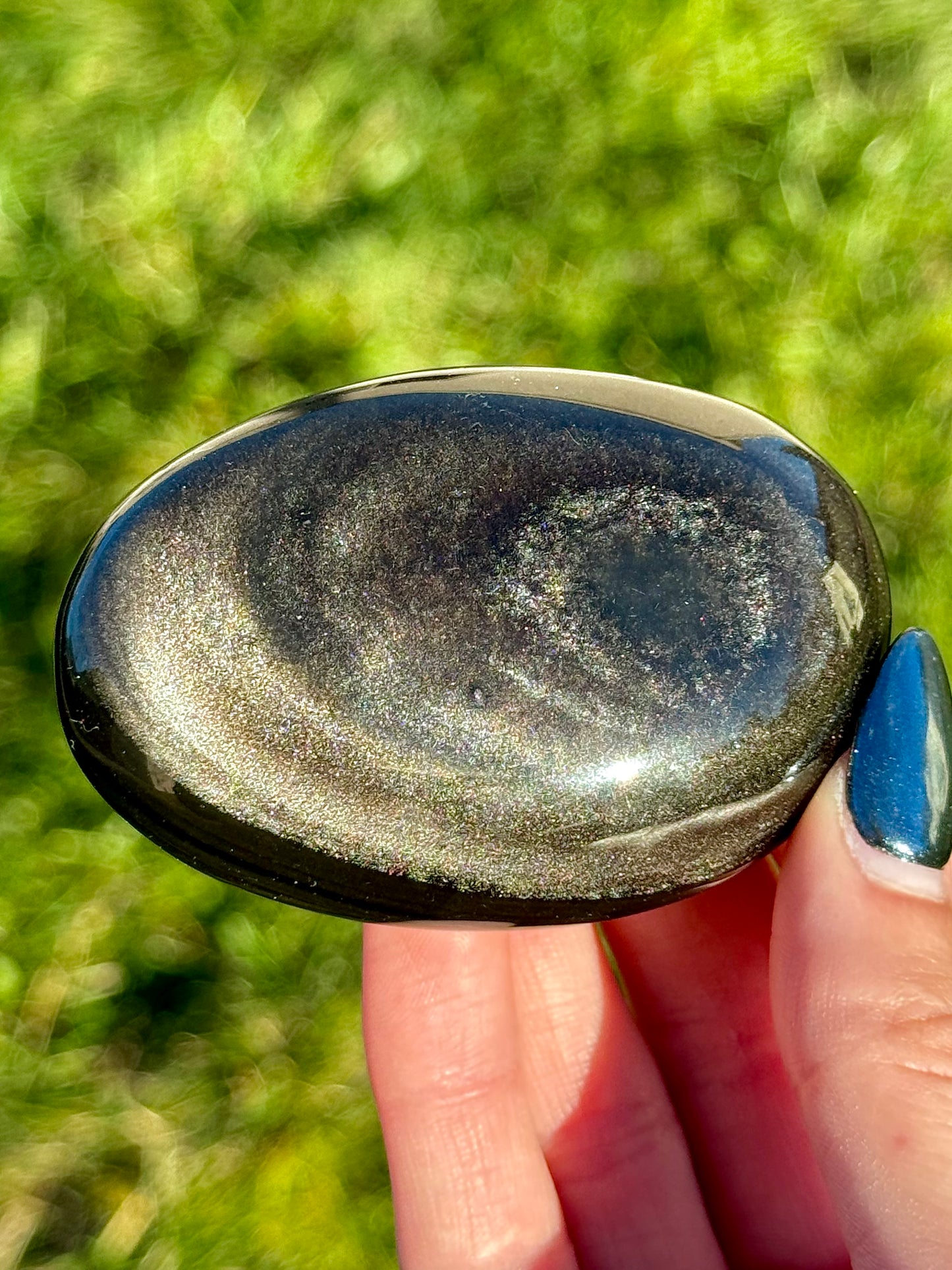 Silver Obsidian Palm Stones - You Choose