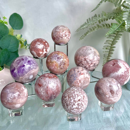 Pink Flower Agate Spheres - You Choose