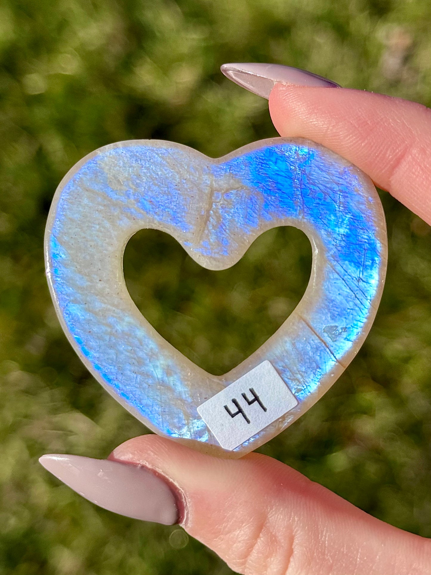 White Moonstone Heart Outlines - You Choose