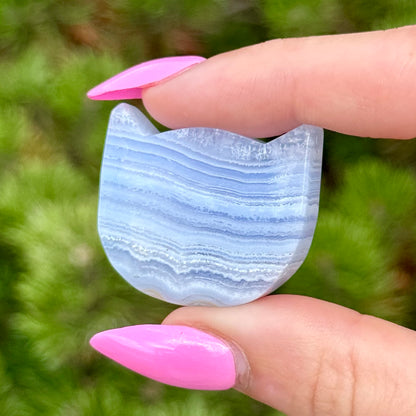 Blue Lace Agate Cat Carving