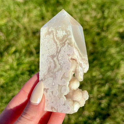 White Druzy Agate Tower