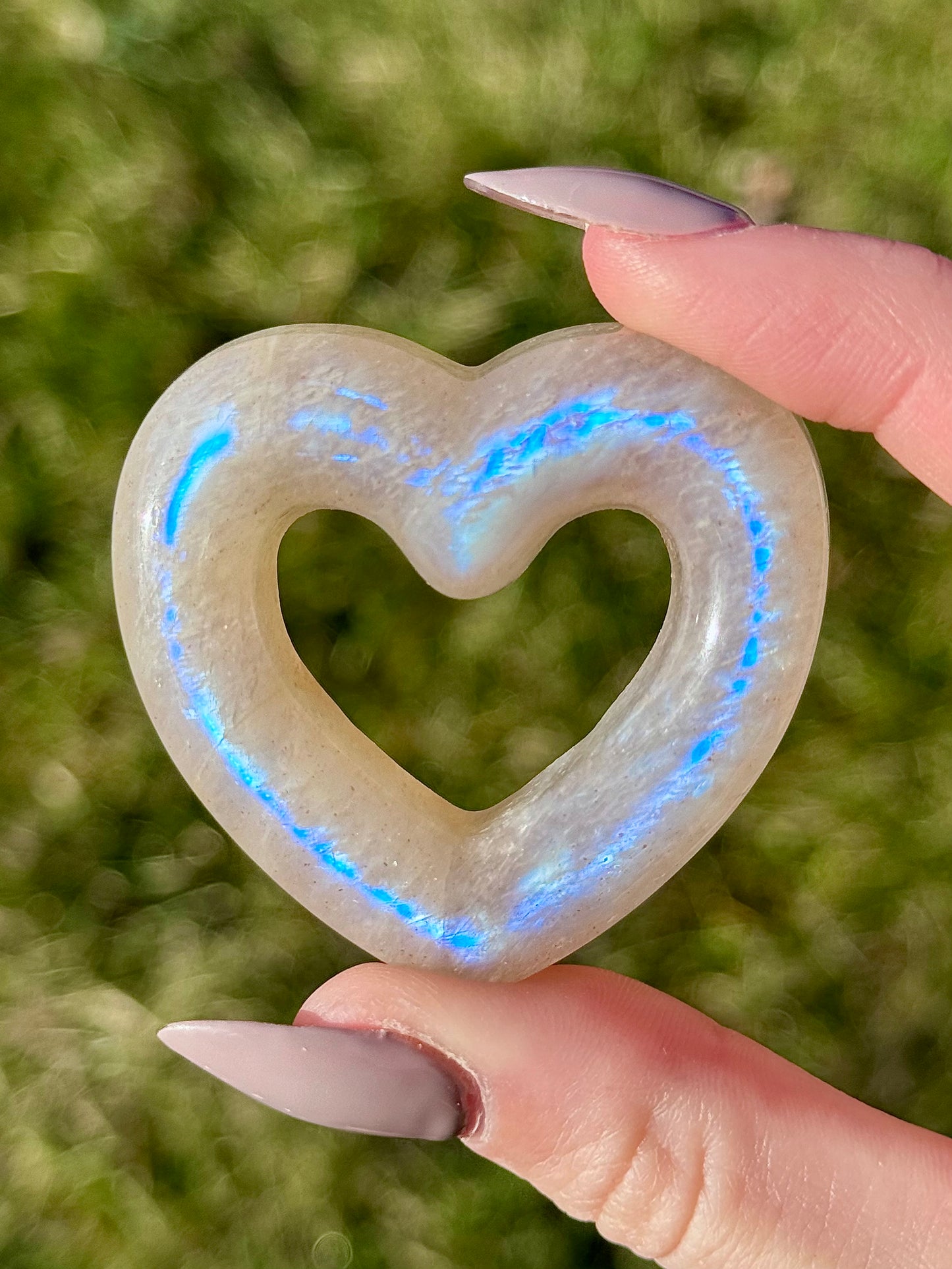 White Moonstone Heart Outlines - You Choose